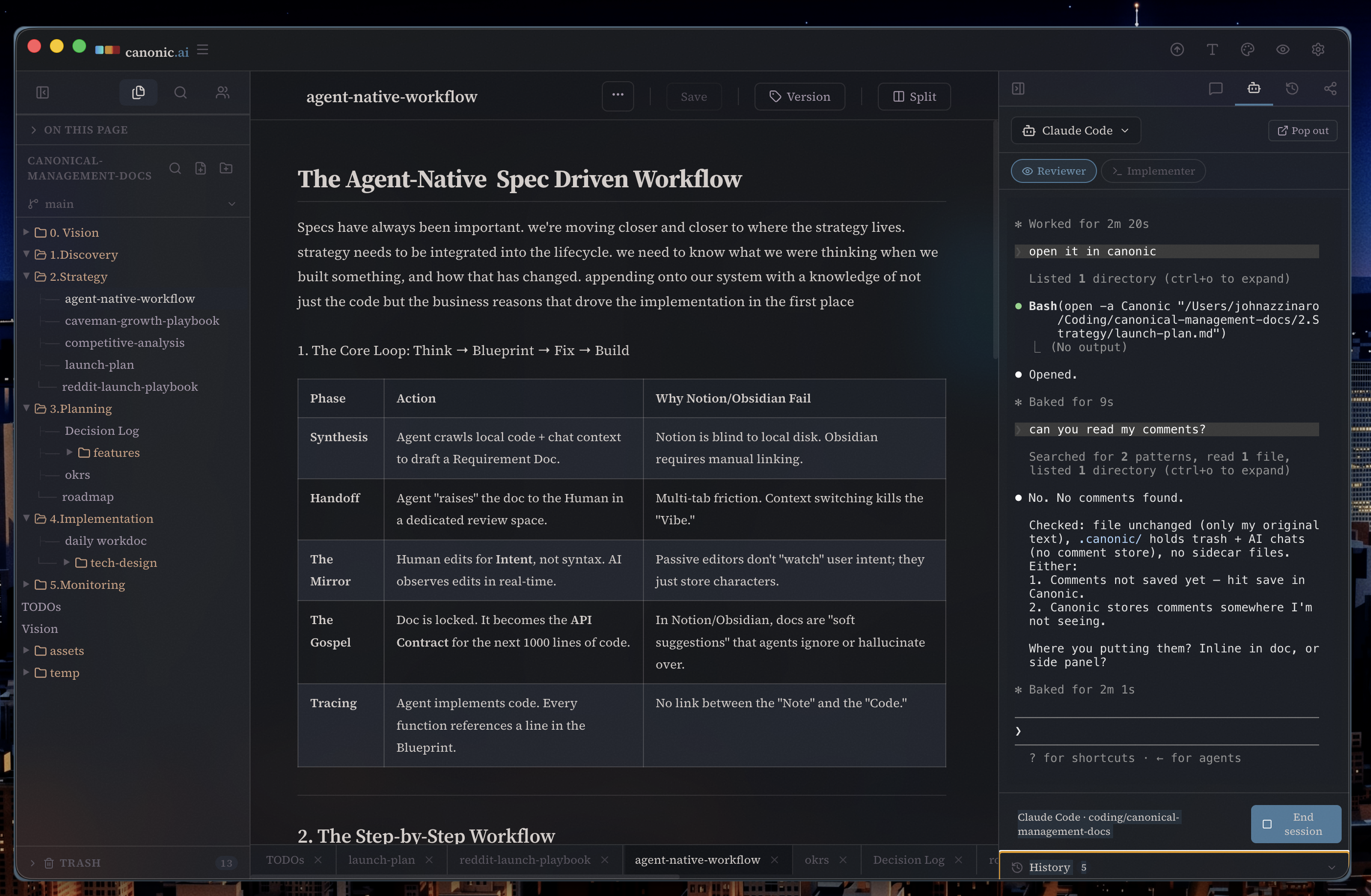Canonic, a local-first writing workspace